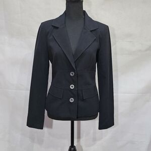 Rampage Dark Black Fitted Blazer 65% Polyester 30% Rayon 5% Spandex Sz M